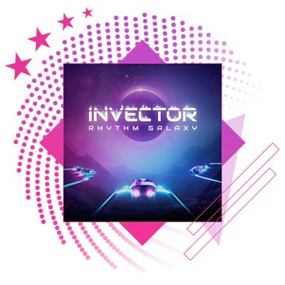 Best rhythm games feature image, featuring key art from Invector: Rhythm Galaxy