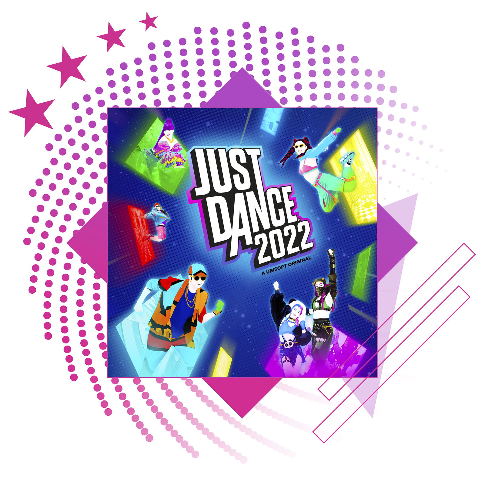 Best rhythm games feature image, featuring key art from Just Dance 2022.
