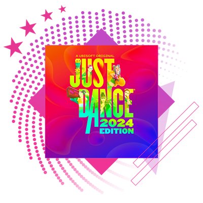 最佳节奏游戏的特色图像，展示《Just Dance 2024》的主题宣传海报