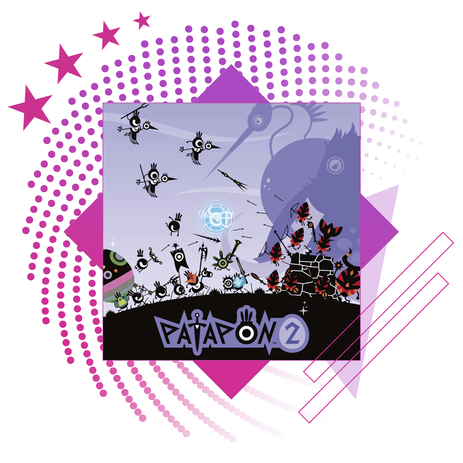 Image de présentation des meilleurs jeux de rythme, avec des illustrations et du gameplay clés de Patapon 2 Remastered.