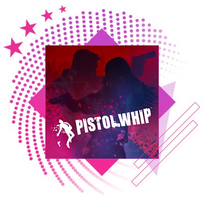 Best rhythm games feature image, featuring key art from Pistol Whip.