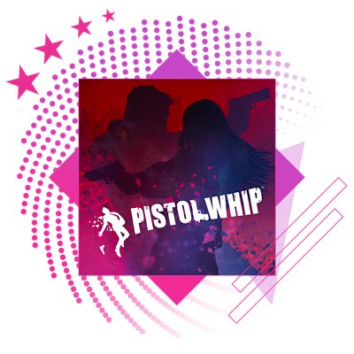 Best rhythm games feature image, featuring key art from Pistol Whip.