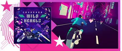 Les meilleurs jeux de rythme - Illustration principale et de gameplay de Sayonara Wild Hearts.