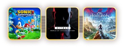 ソニックスーパースターズ、HITMAN World of Assassination、Horizon: Call of the Mountainのキーアート