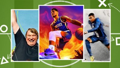 Arte promocional dos melhores jogos esportivos para PS4 e PS5 com NFL Madden 22, NBA 2K22 e FIFA 22.