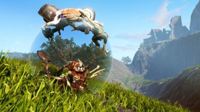 Biomutant screenshot showing a character moving around in a bubble