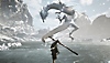 لقطة شاشة من لعبة Black Myth: Wukong تُظهر مواجهة ضد تنين مُحلق