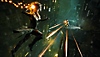 Capture d'écran de Bloodhunt montrant un vampire volant dans les airs, visé par des tirs d'arme à feu