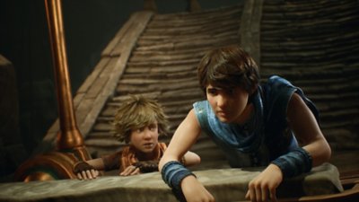 Captura de pantalla de Brothers: A Tale of Two Sons Remake que muestra a los dos protagonistas