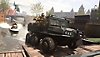Call of Duty: Warzone screenshot showing a vehicle exiting water onto land