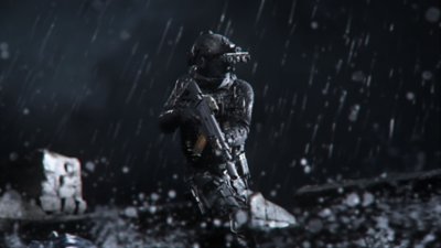 Call of Duty: Modern Warfare III - captura de tela mostrando um Operador com equipamento tático andando com a arma abaixada