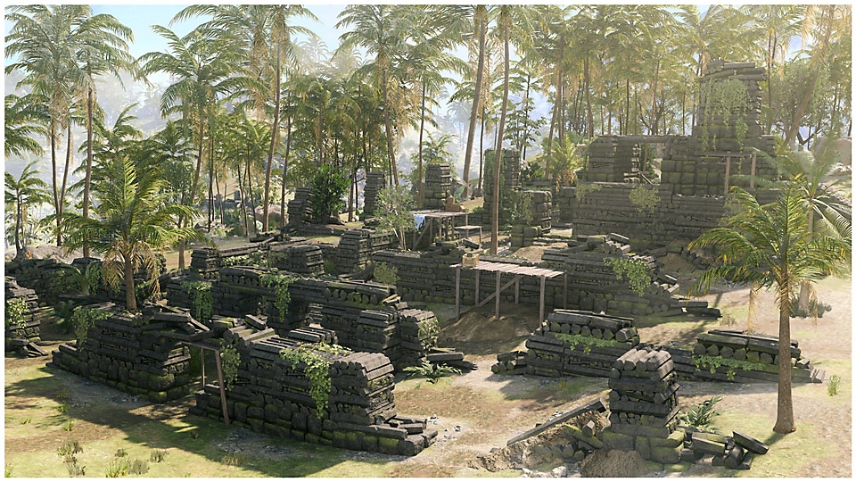 Call of Duty Warzone – Caldera – zrzut ekranu z ruinami