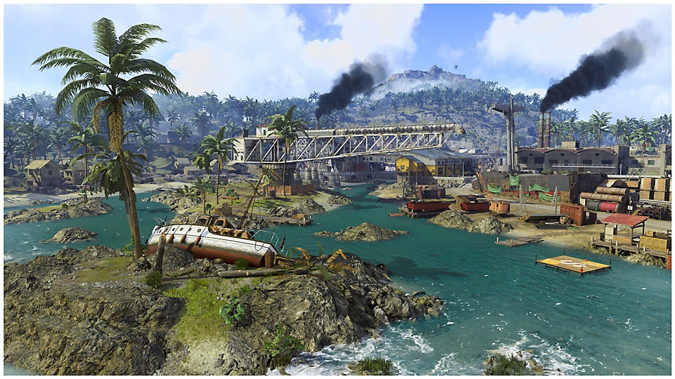 Call of Duty Warzone – Caldera – zrzut ekranu z dokami przemysłowymi