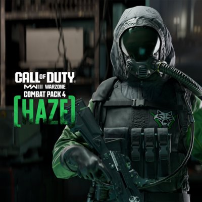 Immagine store di Call of Duty Modern Warfare III Warzone Combat Pack 4 che mostra un personaggio che imbraccia un fucile e indossa una maschera antigas.