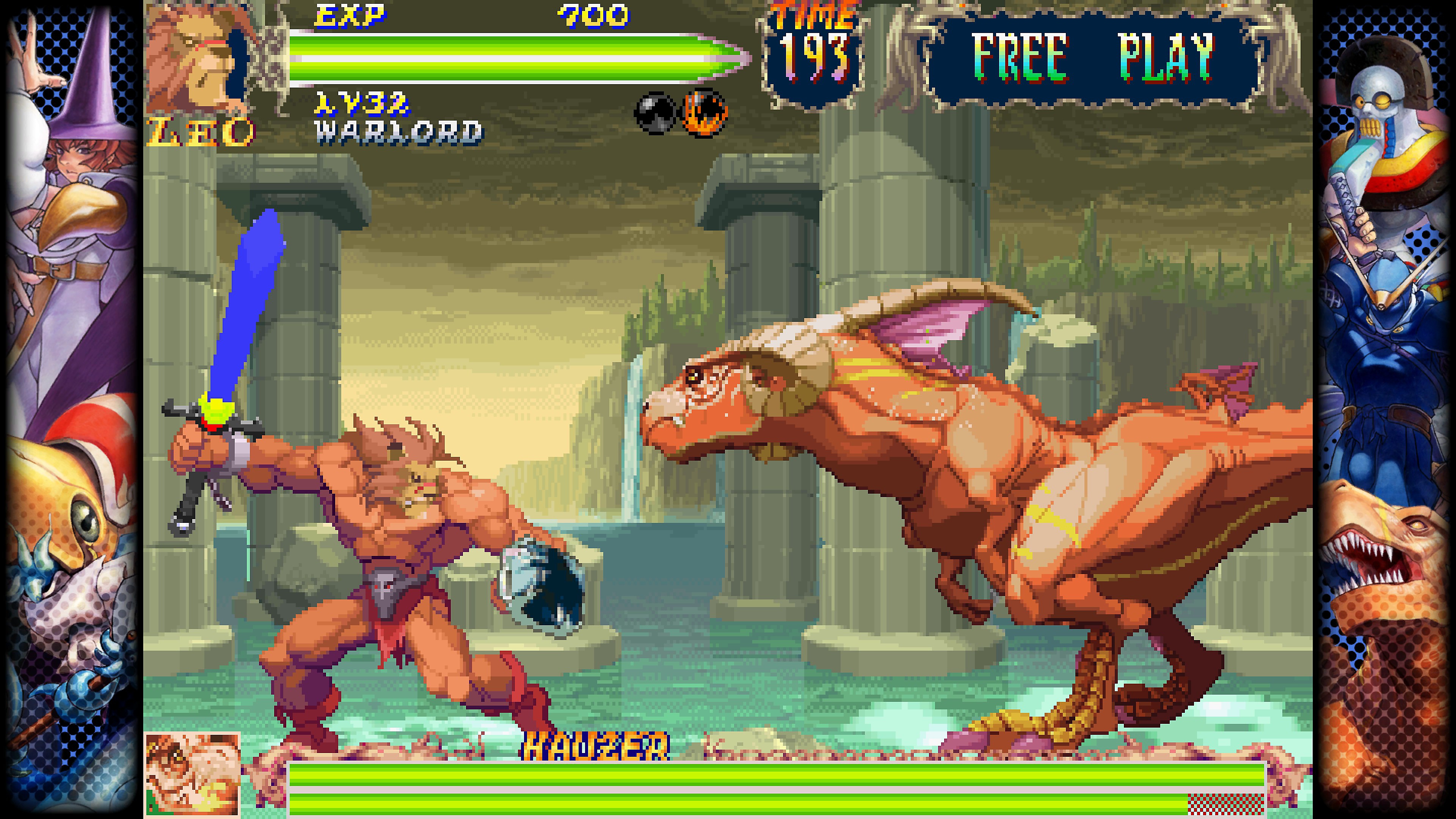 Captura de pantalla de Capcom Fighting Collection mostrando una pelea entre dos personajes