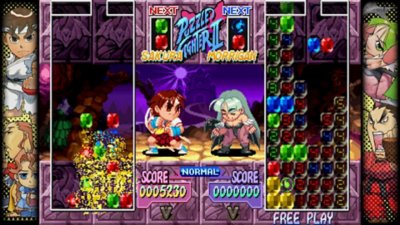 Capcom Fighting Collection-screenshot van een gevecht tussen twee personages