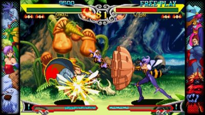 Capcom Fighting Collection-screenshot van een gevecht tussen twee personages