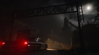 The Casting of Frank Stone screenshot showing the entrance to Cedar Steel Corp