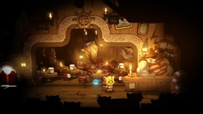 Cat Quest III – Capture d'écran montrant le personnage jouable dans une auberge