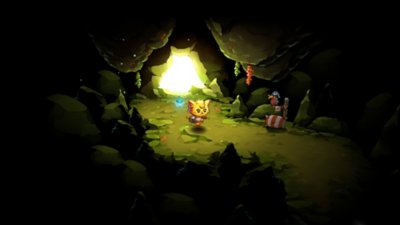 Cat Quest III – Capture d'écran montrant le personnage jouable dans une grotte