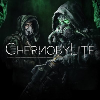 『Chernobylite』のキーアート。キャラクターたちがガスマスクを着用している。