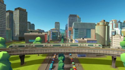 Skjermbilde fra Cities: VR som viser et bylandskap