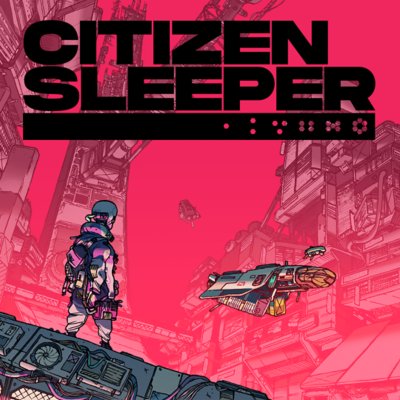 Citizen Sleeper store art showing a character looking at a space ship.