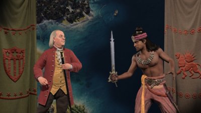 Sid Meier's Civilization VII - Screenshot di due personaggi che rappresentano nazioni diverse