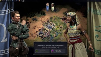 Sid Meier's Civilization VII screenshot showing two characters representing different nations