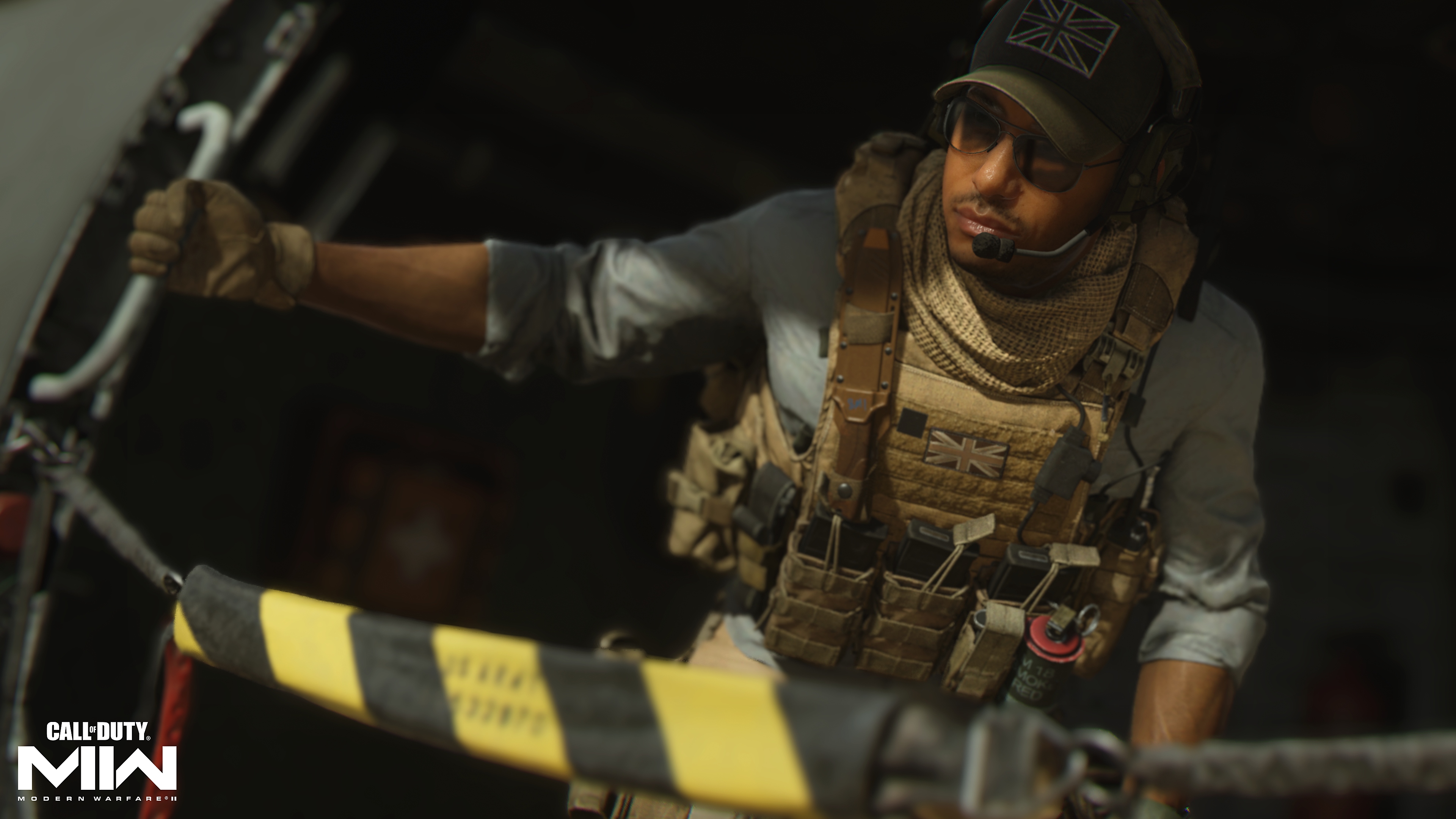 Call of Duty: Modern Warfare 2 2022 – Screenshot eines Charakters, der aus einem Flugzeug blickt