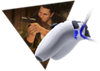 PS5版《決勝時刻：先鋒》特色美術設計，描寫在PlayStation三角形框中，角色將武器瞄準，展現自適應扳機功能