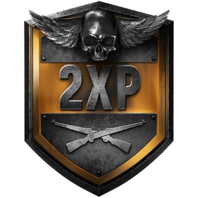 Λογότυπο Call of Duty Vanguard double XP - μια ασπίδα με ένα κρανίο και δύο διασταυρωμένα τουφέκια