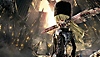 Klíčová grafika ze hry Code Vein zobrazující postavu hledící na zničené město v pozadí.