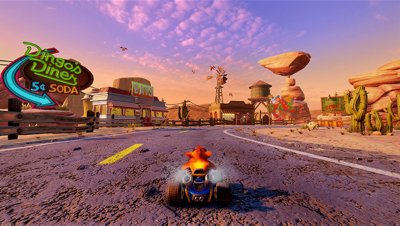 لقطة شاشة لتجربة لعب Dingo Canyon في لعبة Crash Team Racing Nitro-Fueled