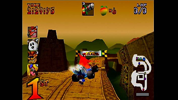 Crash Team Racing – snímek obrazovky ze hry v Papu's Pyramid