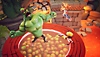 Captura de pantalla de Crash Team Rumble que muestra a Coco y a Cortex en un enfrentamiento contra el Dr. N. Brio transformado