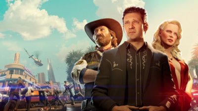 Imagen principal de Crime Boss: Rockay City que muestra a tres personajes