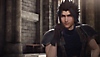 Crisis Core Final Fantasy VII Reunion - captura de tela mostrando Zack Fair sorrindo
