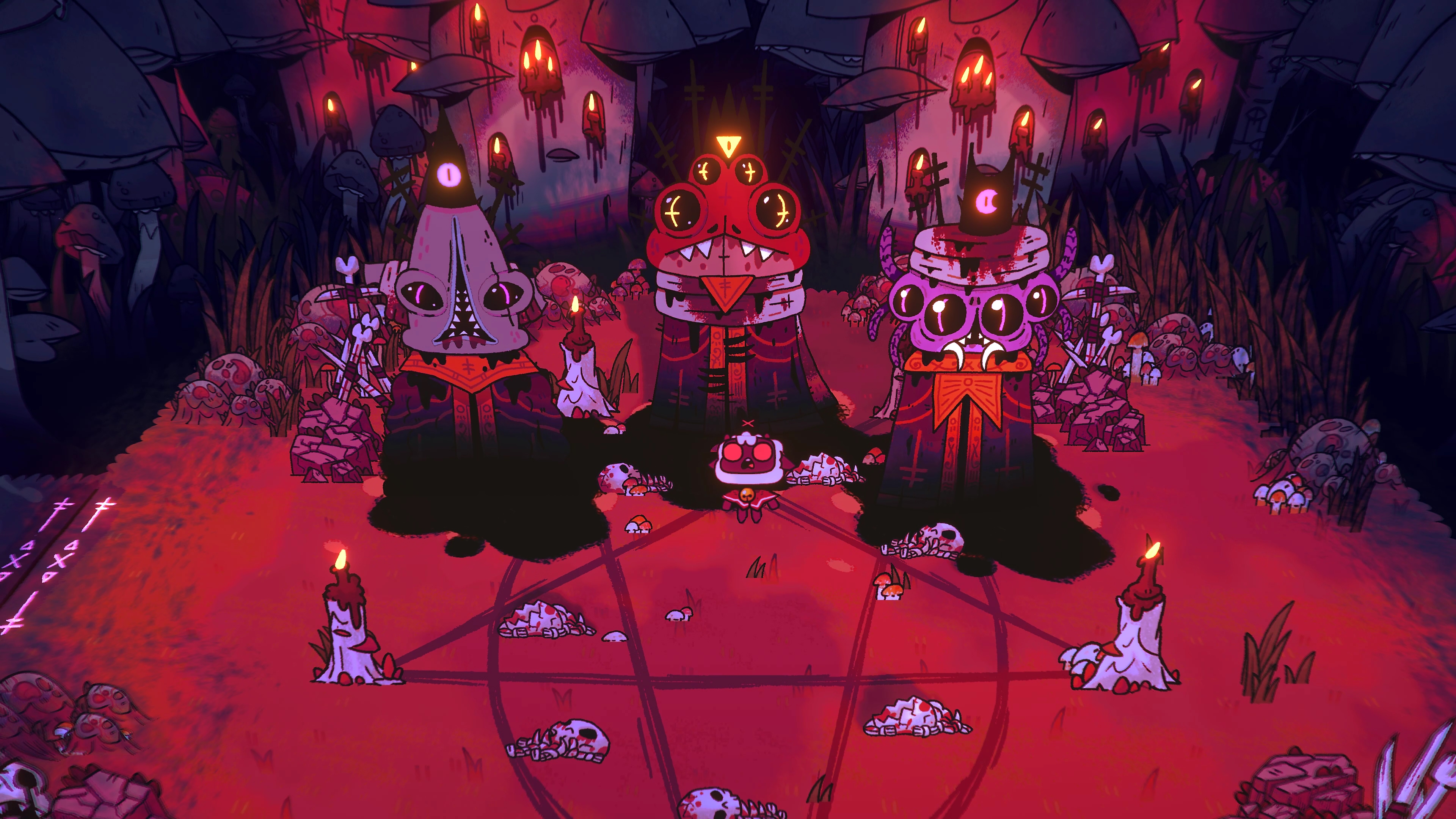 Captura de tela da jogabilidade de Cult of the Lamb