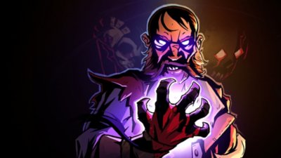 العمل الفني لبطل لعبة Curse of the Dead Gods يظهر به شخصية ترفع قبضة متوهجة