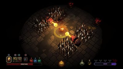 لقطة شاشة للعبة Curse of the Dead gods بها شخصية تركض عبر فخ حريق