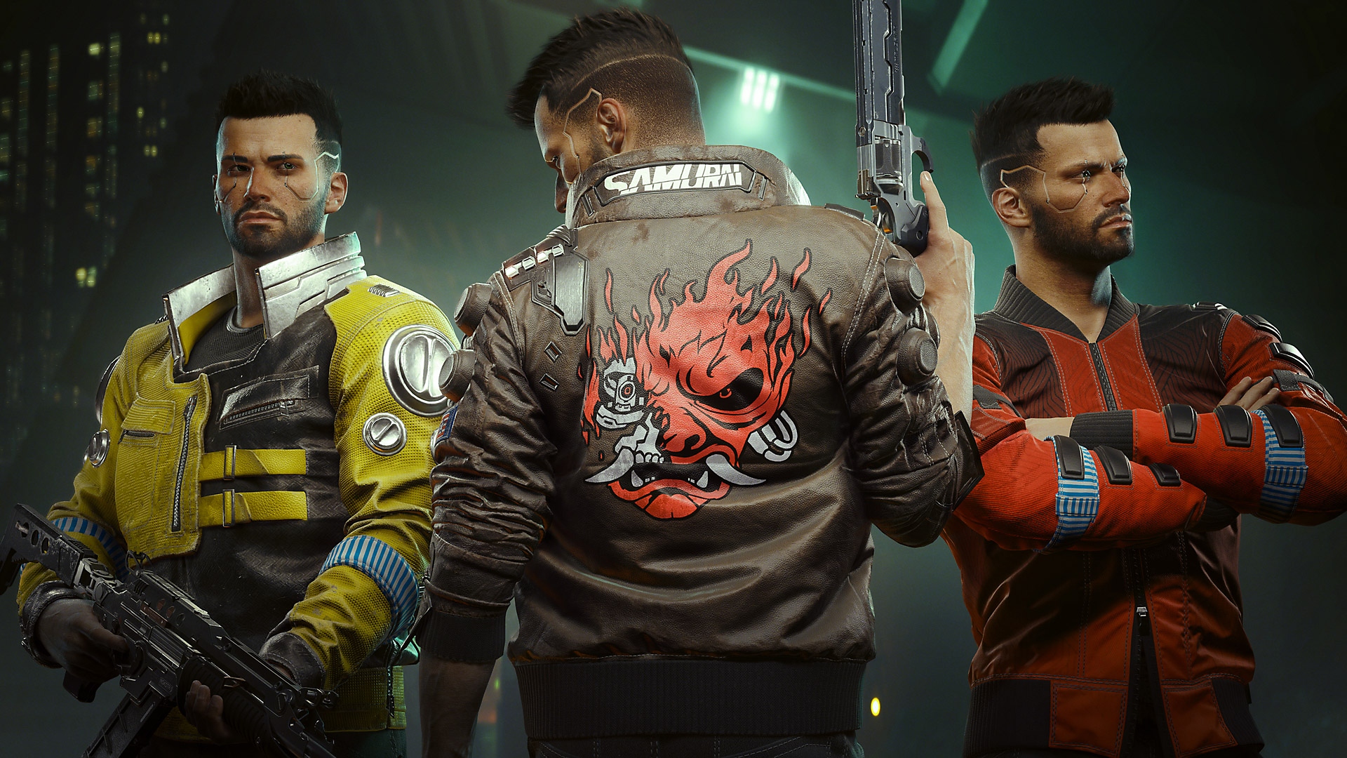 Cyberpunk 2077: Edgerunners mostrando uma seleção de novas jaquetas