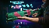 Cyberpunk 2077: Edgerunners update showing a green and pink rifle