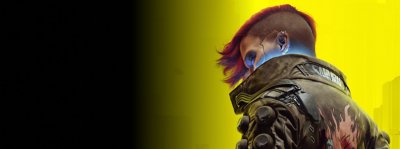Cyberpunk - Immagine store del personaggio principale su sfondo giallo