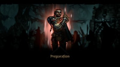Darkest Dungeon II – zrzut ekranu przedstawiający szczegółową postać oraz słowo „Przygotowania” pod nią