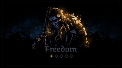 Captura de ecrã do Darkest Dungeon II com uma personagem com arma e um medidor de Liberdade por baixo