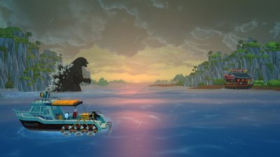 Dave the Diver - Captura de ecrã que mostra o Godzilla no Buraco Azul