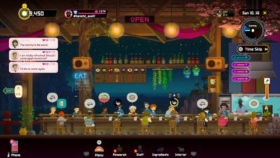 Dave the Diver screenshot showing sushi restaurant management