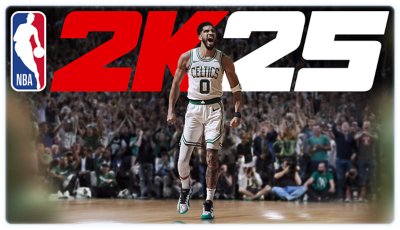 NBA 2K25 key art showing a Celtics player celebrating.