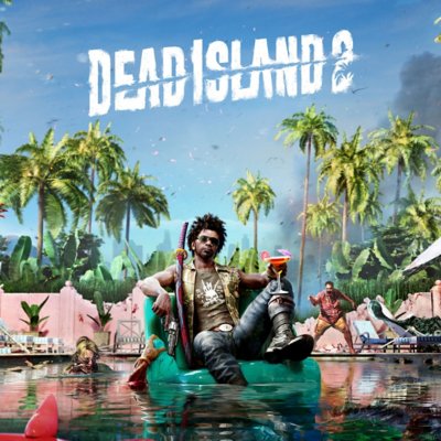 Dead Island 2 key art showing palm trees and a character lounging in a chair.